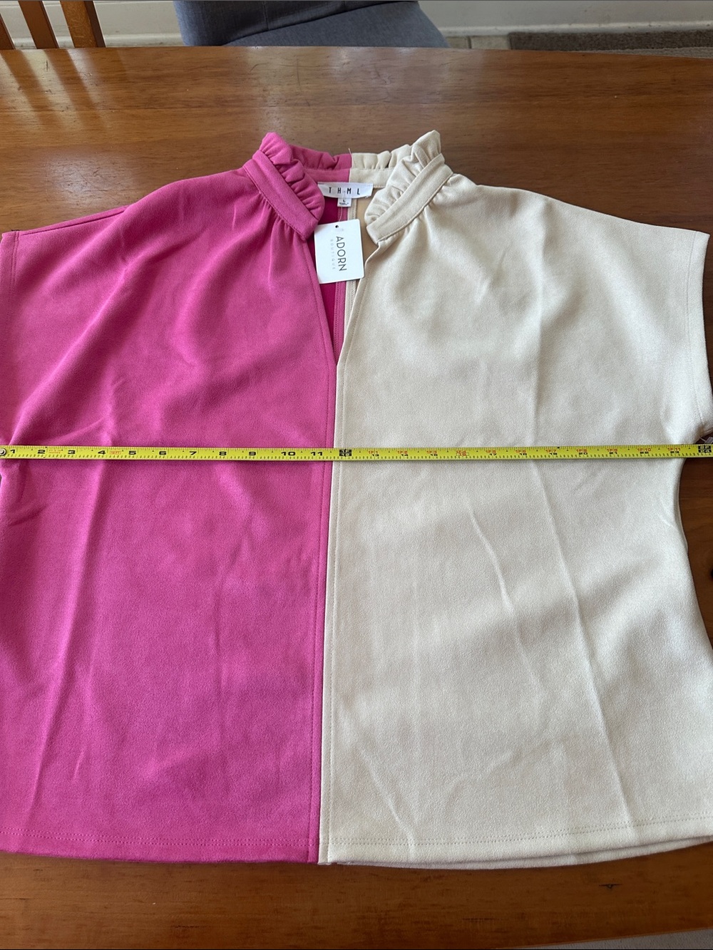 THML Split Pink and Cream Short Sleeve Tunic - Picture 5 of 9